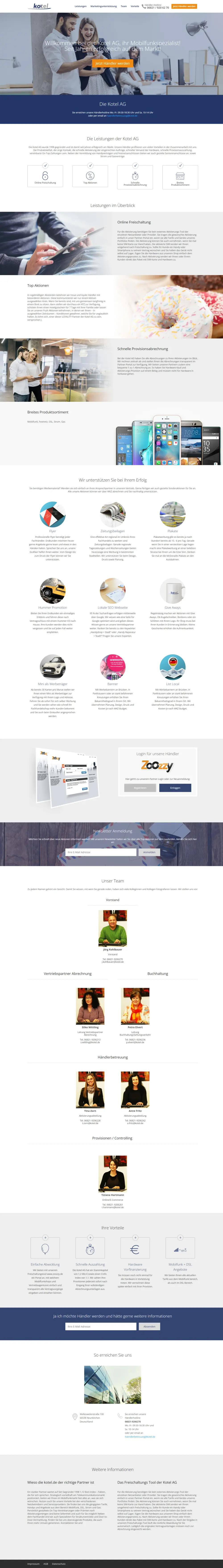 Bisherige Website von Kotel AG