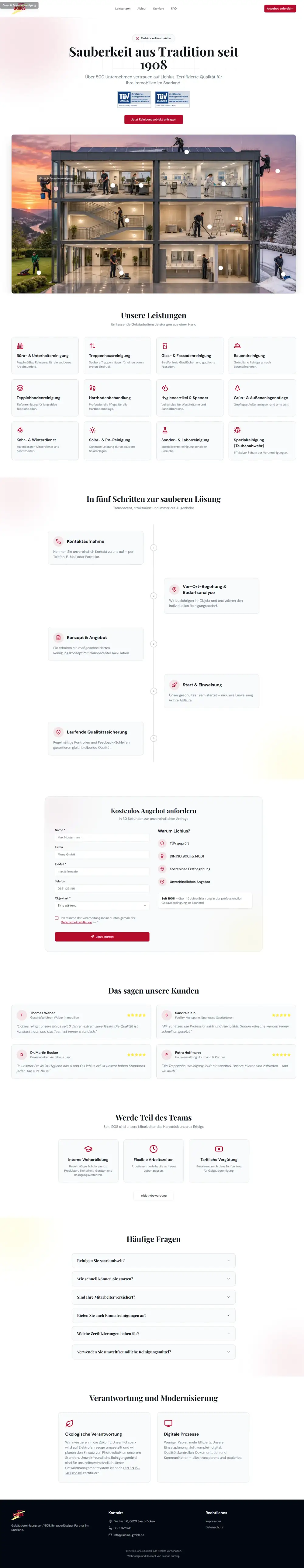 Vorschau der Website von Lichius, einem Unternehmen für Gebäudereinigung in Saarbrücken