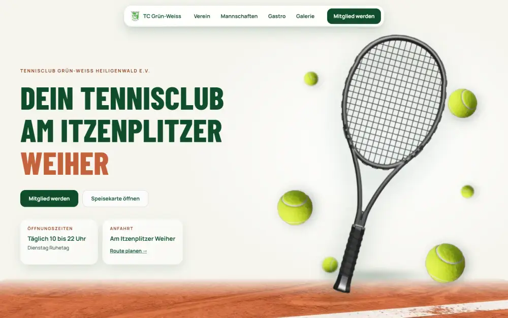 Vorschau der Website des Tennisclubs Grün-Weiss Heiligenwald