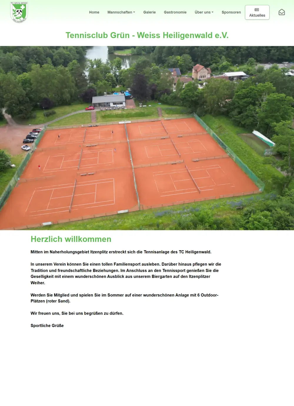 Bisherige Website von TC Grün-Weiss Heiligenwald
